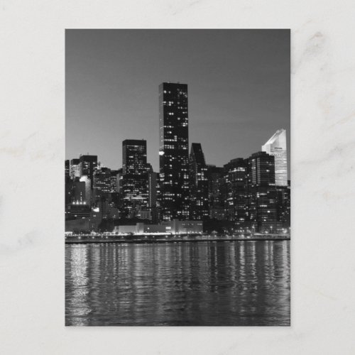 Black White New York City Night Postcard