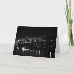 Black White New York City Night Vintage Skyline Card
