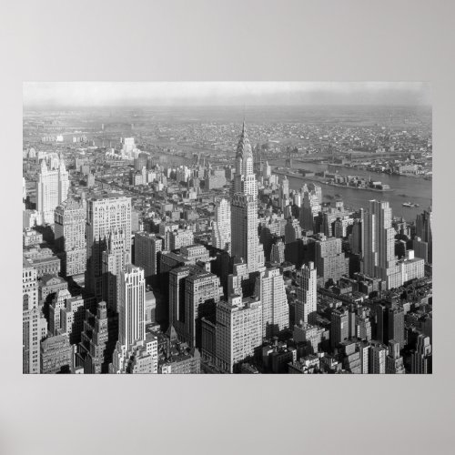 Black White New York City Panorama Artwork Poster