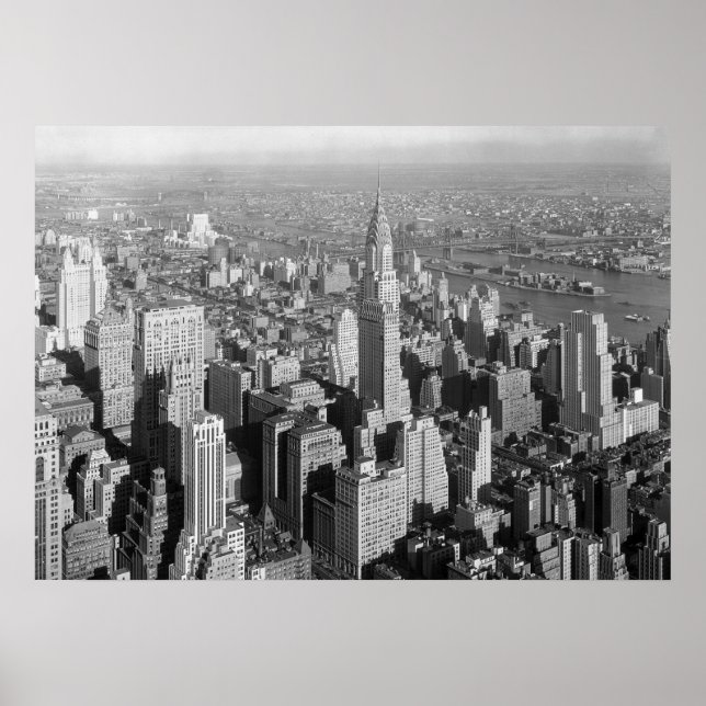 Black White New York City Panorama Artwork Poster (Front)
