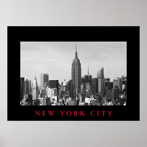 Black White New York City Panorama Poster