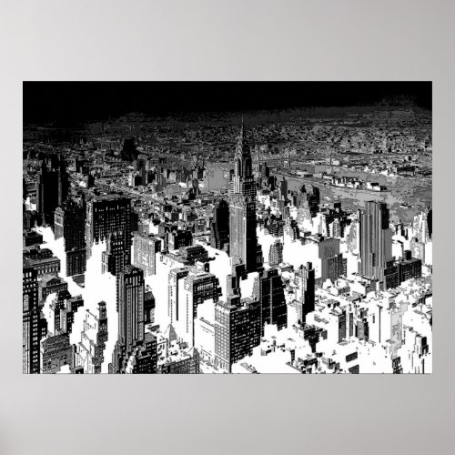 Black White New York City Panorama Poster