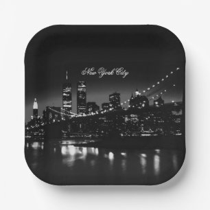 Black & White New York City Paper Plates