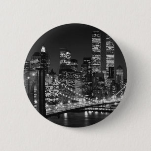 Black & White New York City Pinback Button
