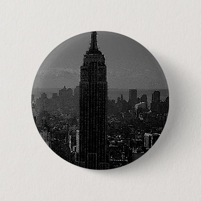 Black White New York City Pinback Button (Front)