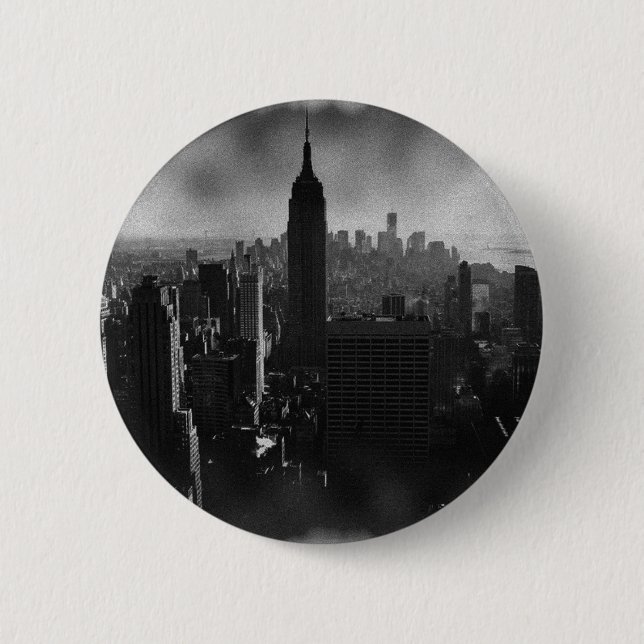 Black & White New York City Pinback Button (Front)