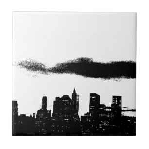 Black & White New York City Pop Art Style Ceramic Tile