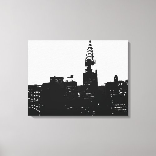 Black White New York City Pop Art Wrapped Canvas