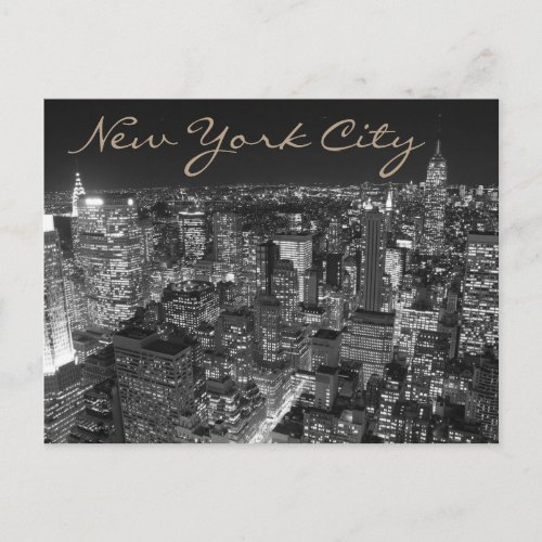 Black  White New York City Postcard