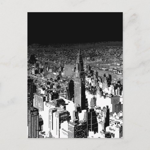 Black  White New York City Postcard