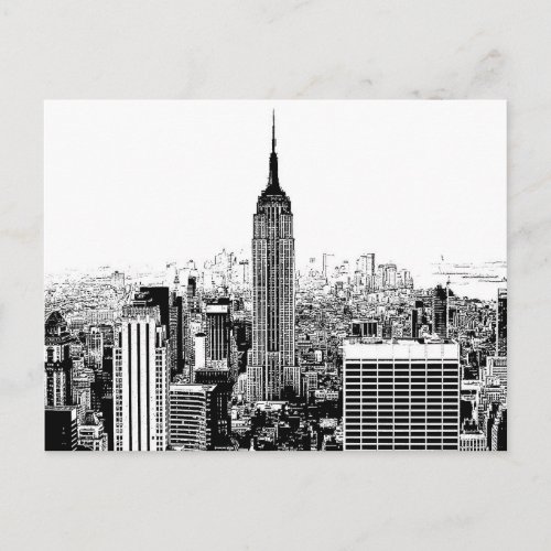 Black  White New York City Postcard