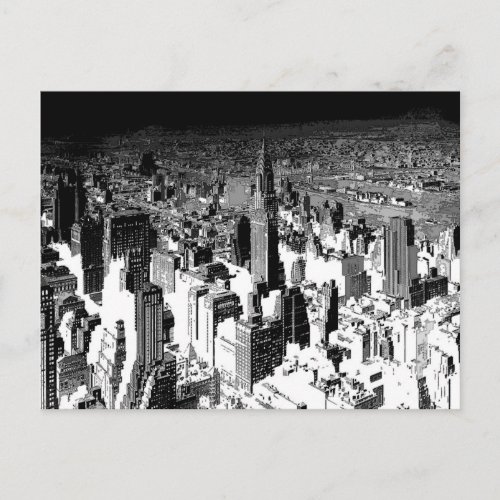 Black  White New York City Postcard
