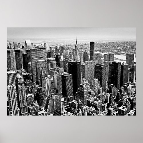Black White New York City Poster