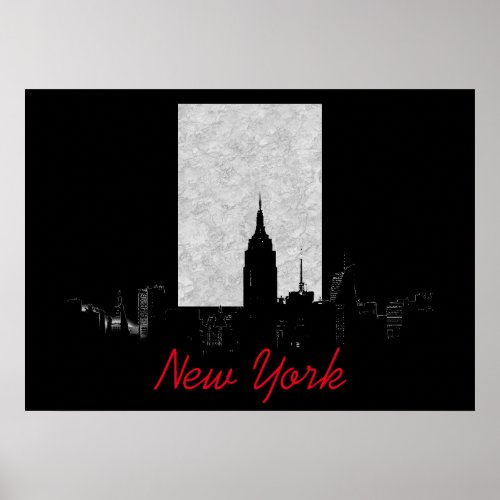 Black White New York City Poster