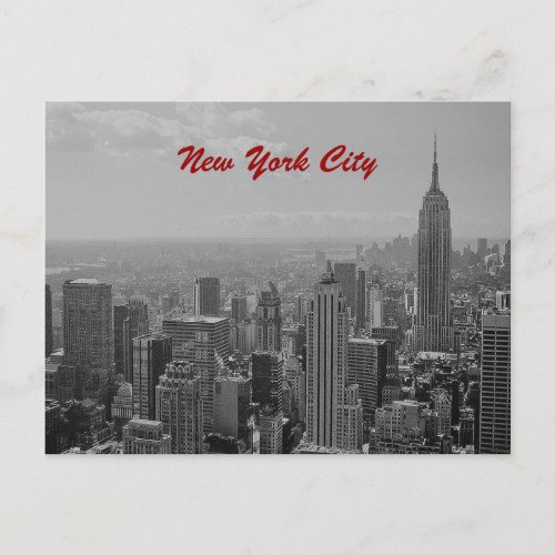 Black  White New York City Script Post Card