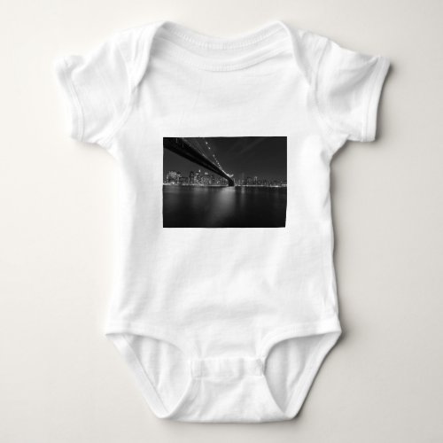 Black White New York City Skyline Baby Bodysuit