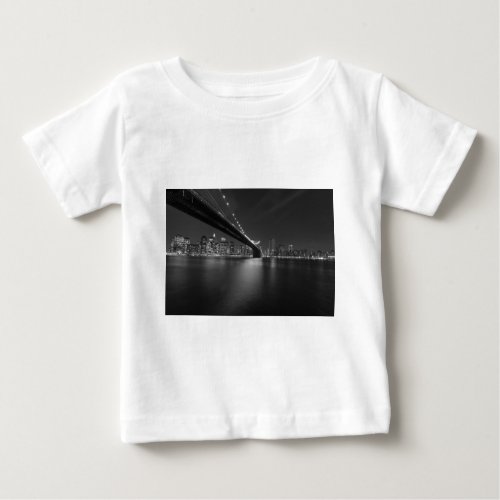Black White New York City Skyline Baby T_Shirt