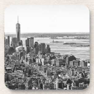 Black White New York City Skyline Beverage Coaster