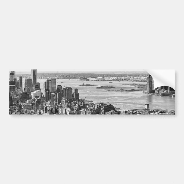 Black White New York City Skyline Bumper Sticker (Front)