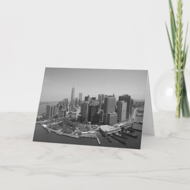 Black White New York City Skyline Card (Front)