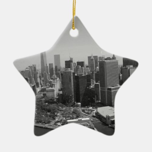 Black White New York City Skyline Ceramic Ornament