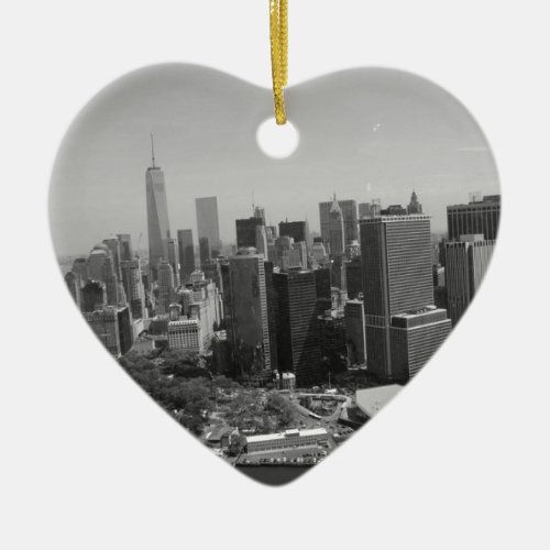 Black White New York City Skyline Ceramic Ornament