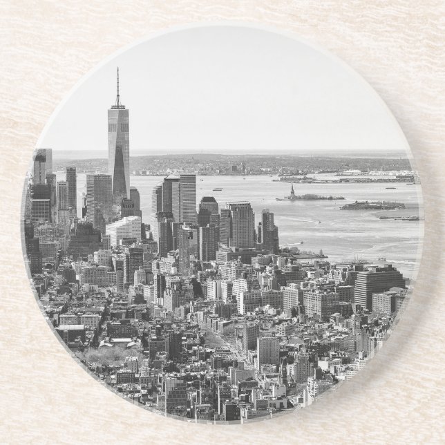 Black White New York City Skyline Drink Coaster (Front)