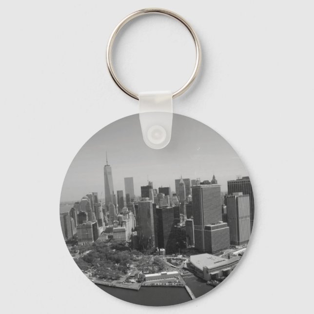 Black White New York City Skyline Keychain (Front)