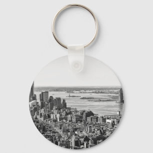 Black White New York City Skyline Keychain