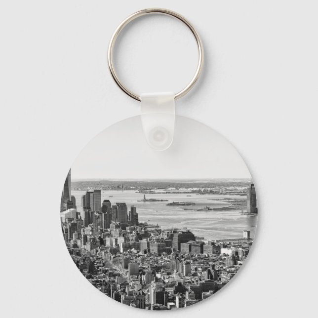 Black White New York City Skyline Keychain (Front)