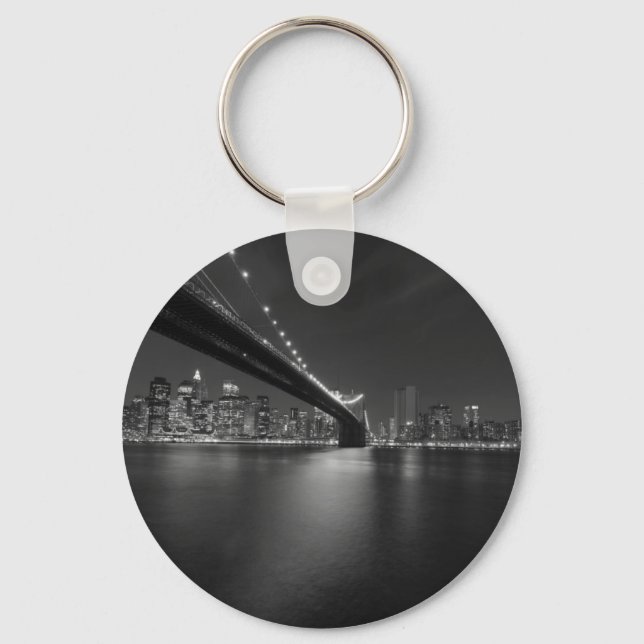 Black White New York City Skyline Keychain (Front)