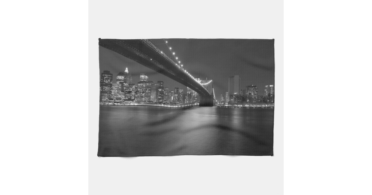Black White New York City Skyline Kitchen Towel | Zazzle