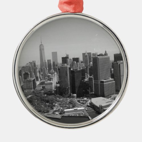 Black White New York City Skyline Metal Ornament