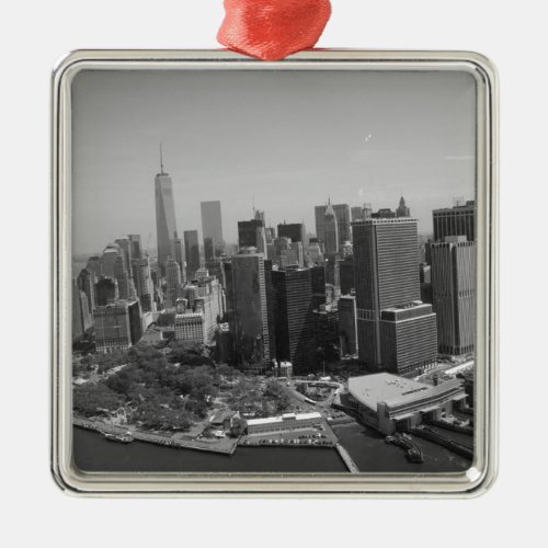 Black White New York City Skyline Metal Ornament