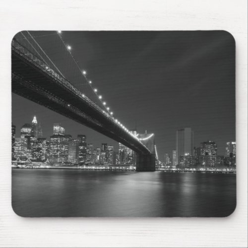 Black White New York City Skyline Mouse Pad