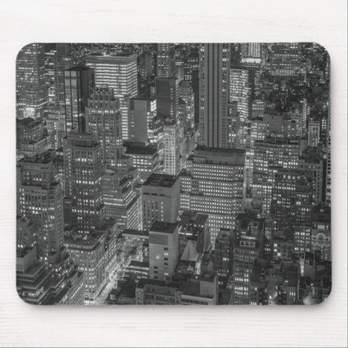 Black White New York City Skyline Mouse Pad