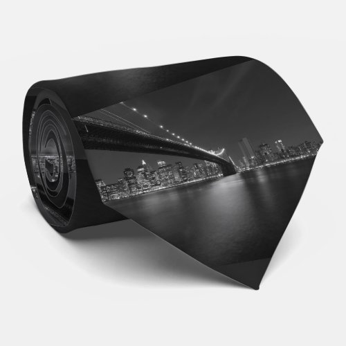 Black White New York City Skyline Neck Tie