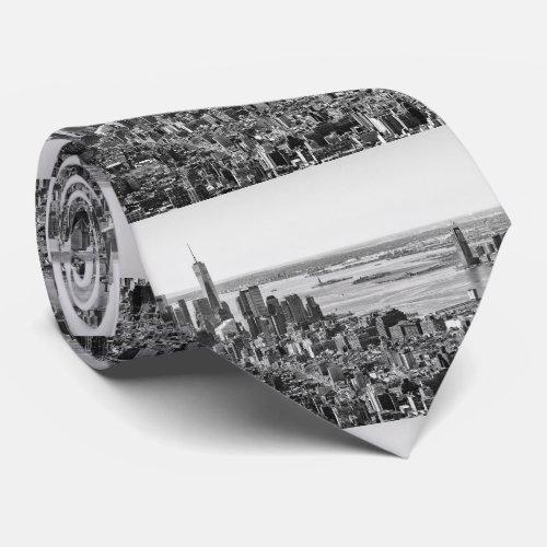 Black White New York City Skyline Neck Tie