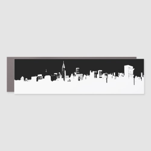 Black White New York City Skyline Pop Art Car Magnet