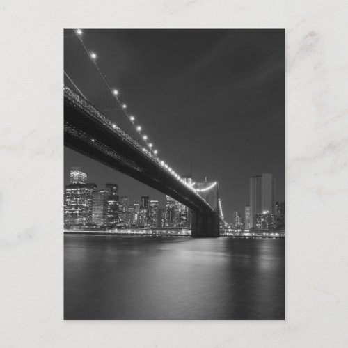 Black White New York City Skyline Postcard