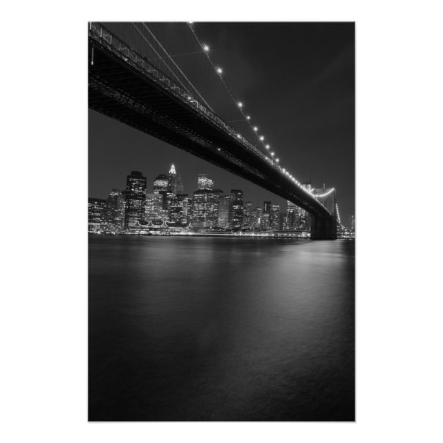 Black White New York City Skyline Poster (Front)
