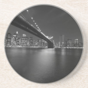 Black White New York City Skyline Sandstone Coaster