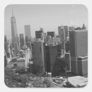 Black White New York City Skyline Square Sticker