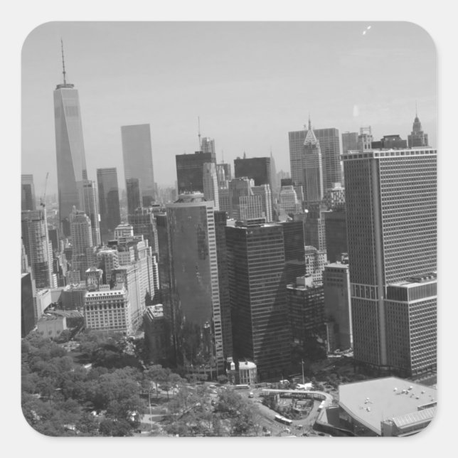 Black White New York City Skyline Square Sticker (Front)