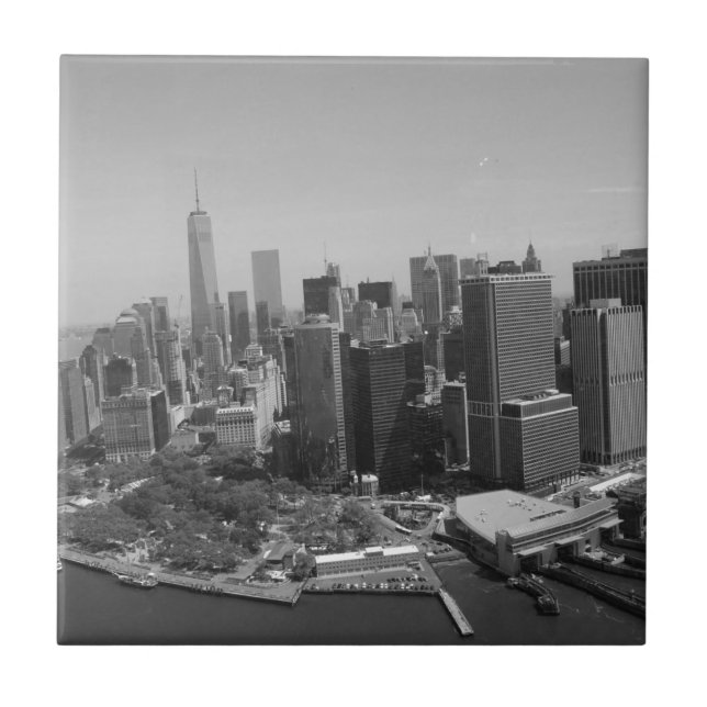 Black White New York City Skyline Tile (Front)