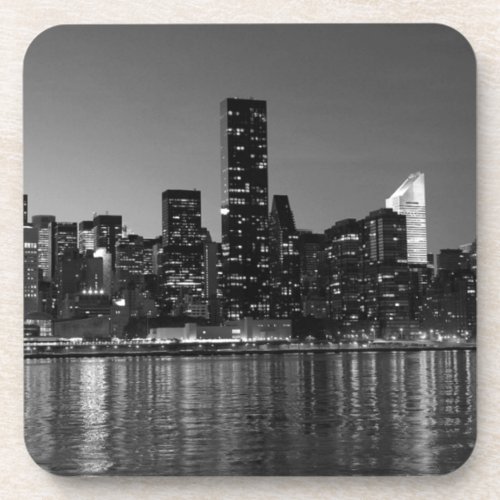 Black White New York City Skyscapers Silhouette Beverage Coaster