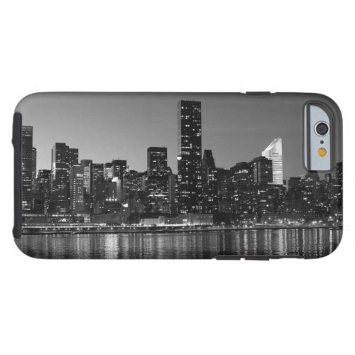 Black White New York City Skyscapers Silhouette Tough iPhone 6 Case