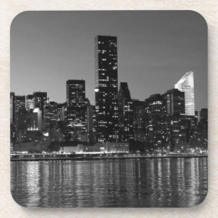 Black White New York City Skyscapers Silhouette Drink Coaster