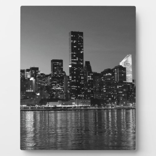 Black White New York City Skyscapers Silhouette Plaque