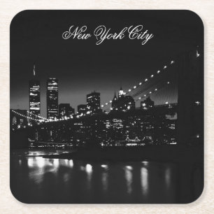 Black & White New York City Square Paper Coaster